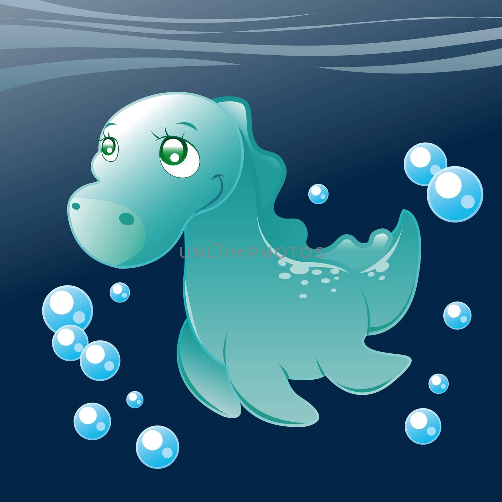Little Nessy . Cartoon and vector illustration