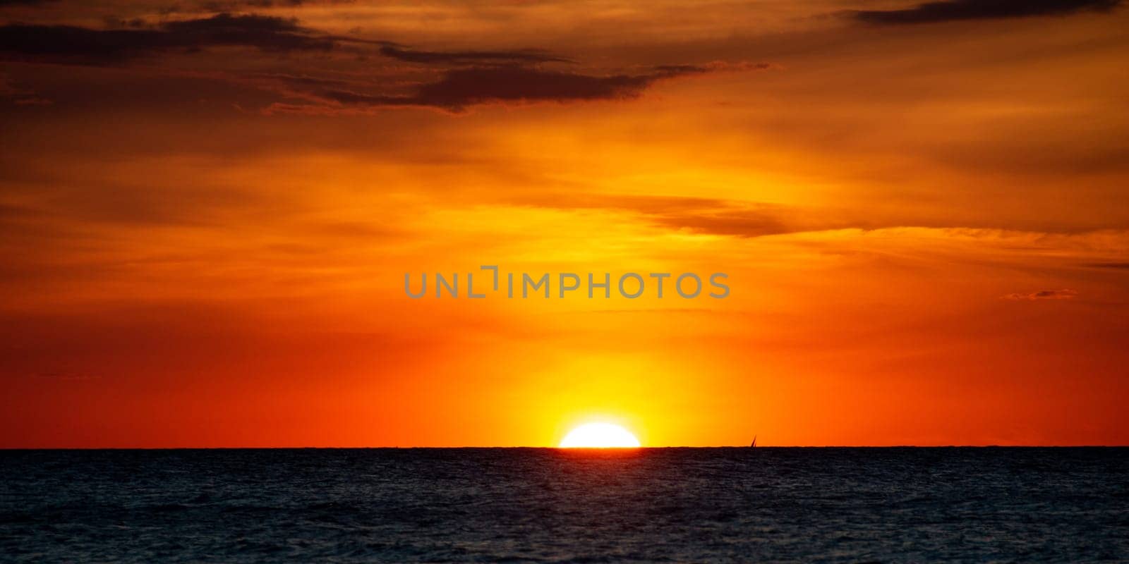 Beautiful orange sunset over the sea