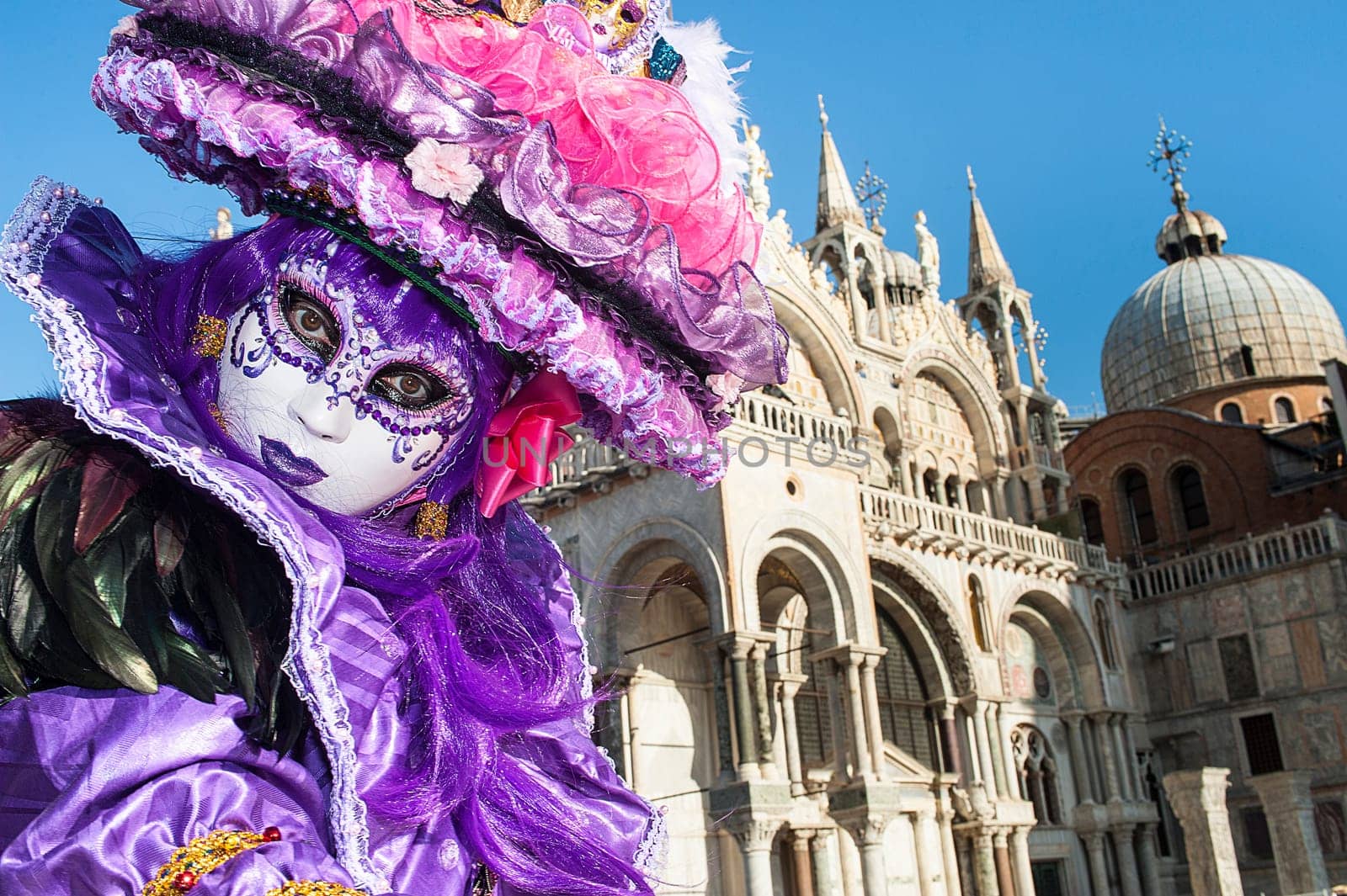 VENICE, ITALY - Febrary 6 2018: The masks of the Venice carnival 2018.