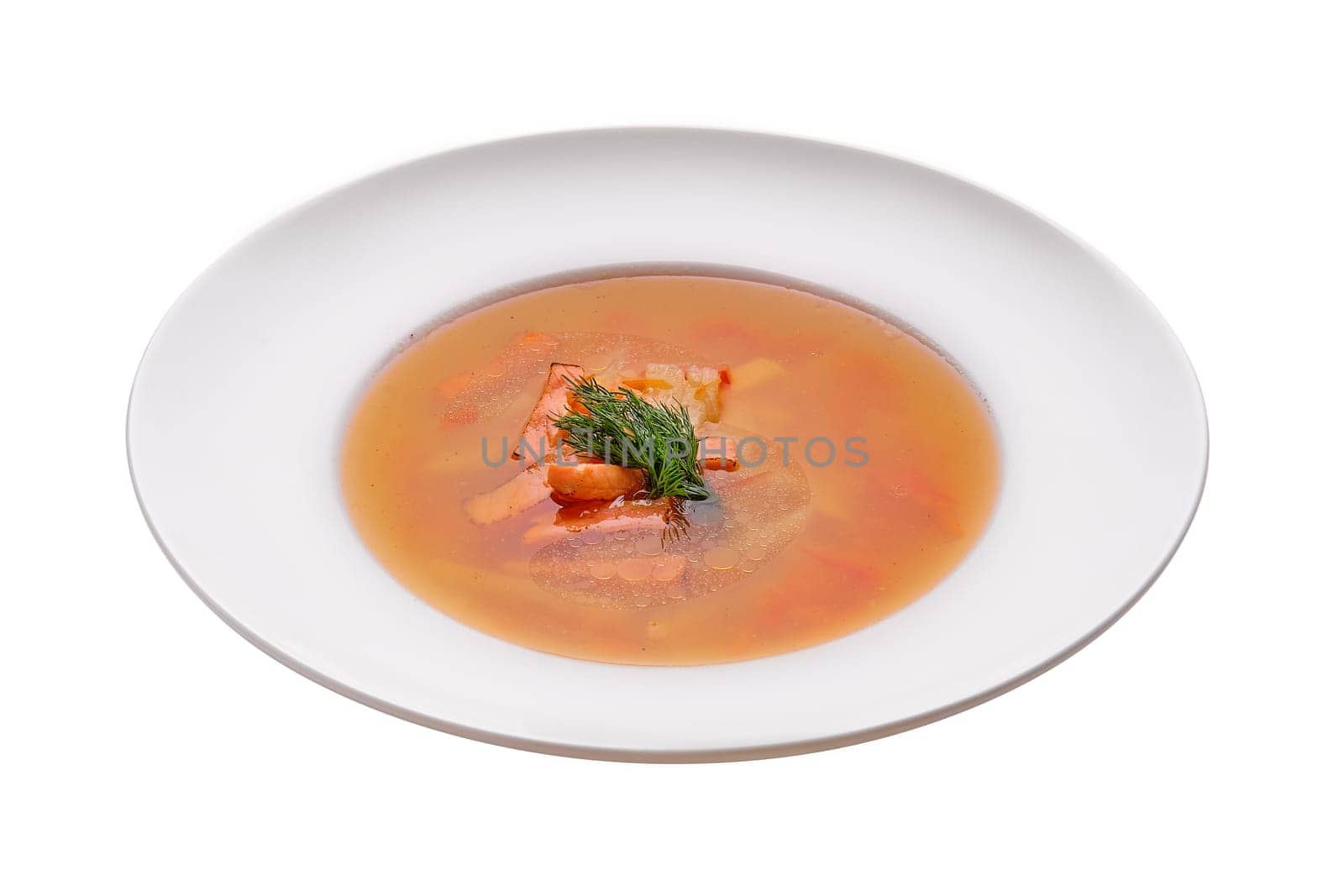 Portion of salmon soup