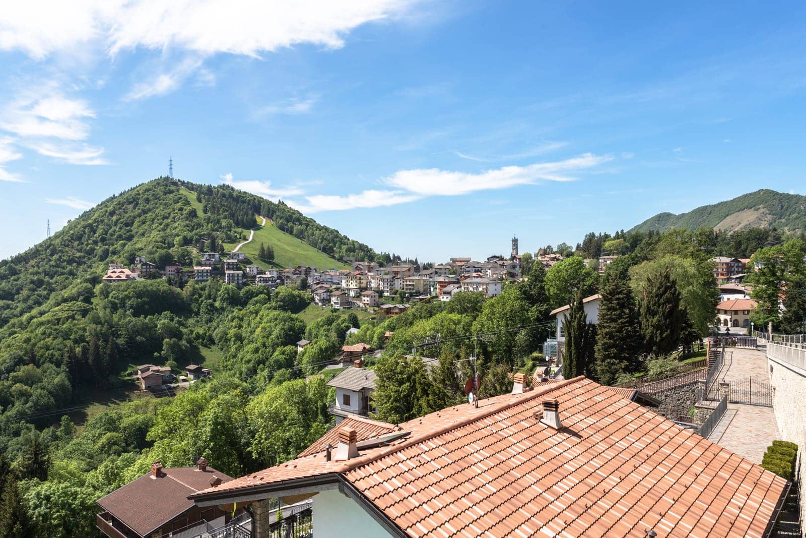 Beautiful landscape from Selvino city Orobie Val Seriana. Selvino (BG), ITALY - May 17, 2022