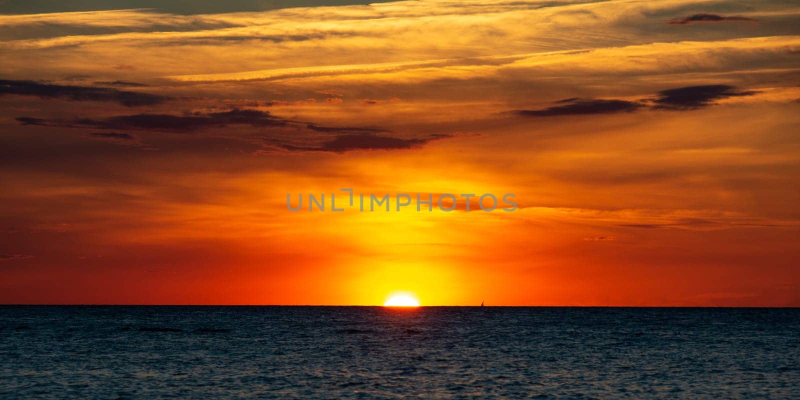 Beautiful orange sunset over the sea