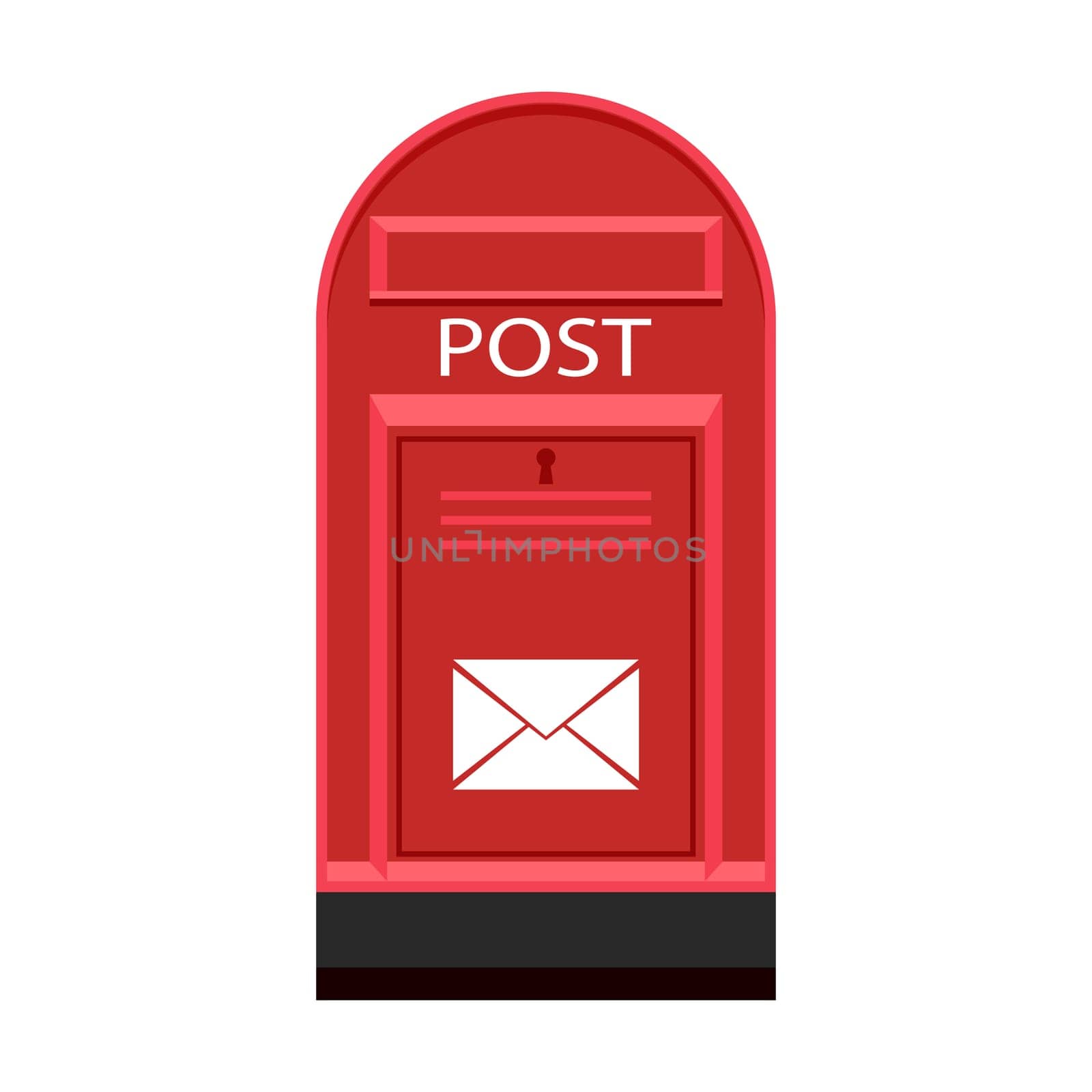 Red Metal Post Box Isolated on White Background.