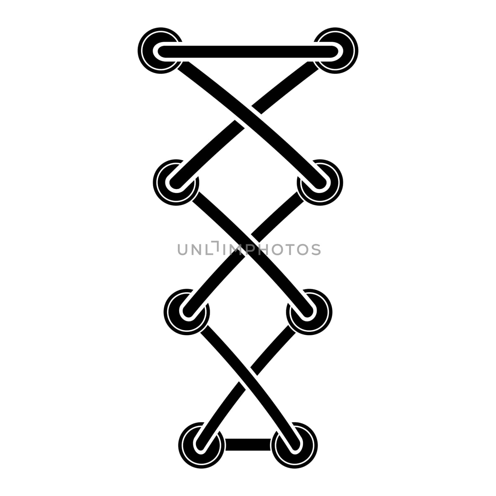 Black Shoelace Icon Isolated on White Background.