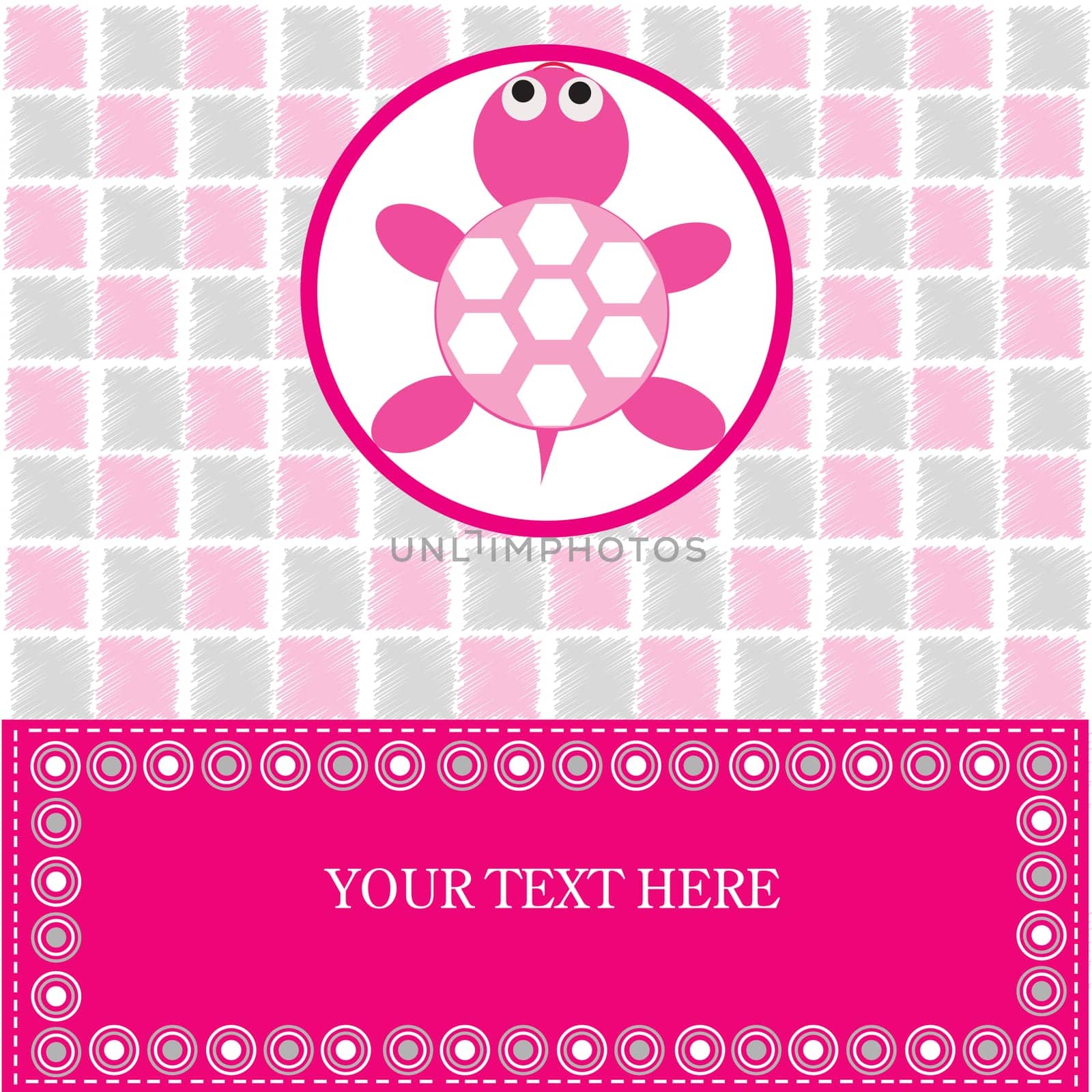 Baby card with pink turtle