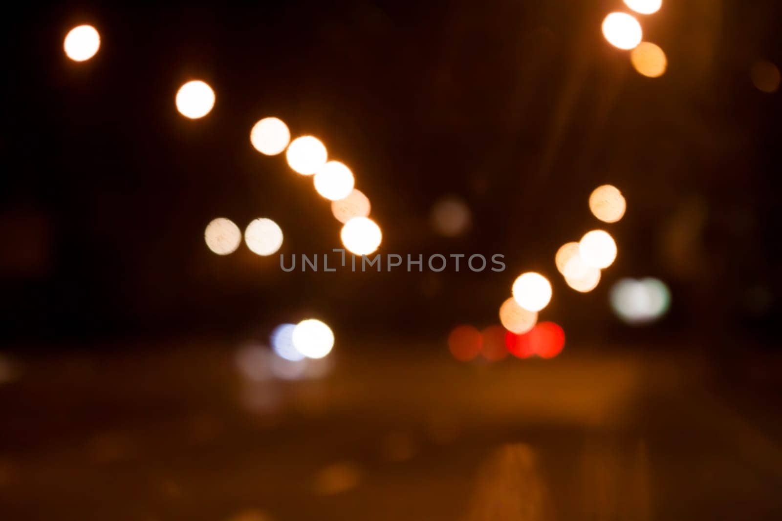 blurred night street background in Kiev out of  focus