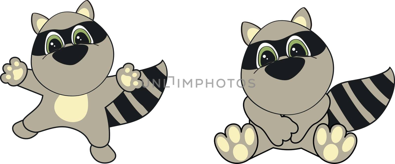 raccoon cartoon set in vector format very easy to edit
