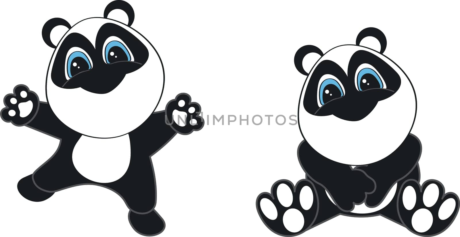 panda cartoon set in vector format very easy to edit
