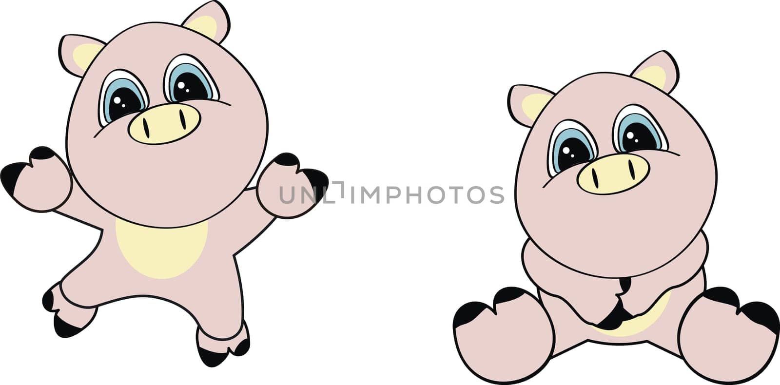 pig cartoon set in vector format very easy to edit