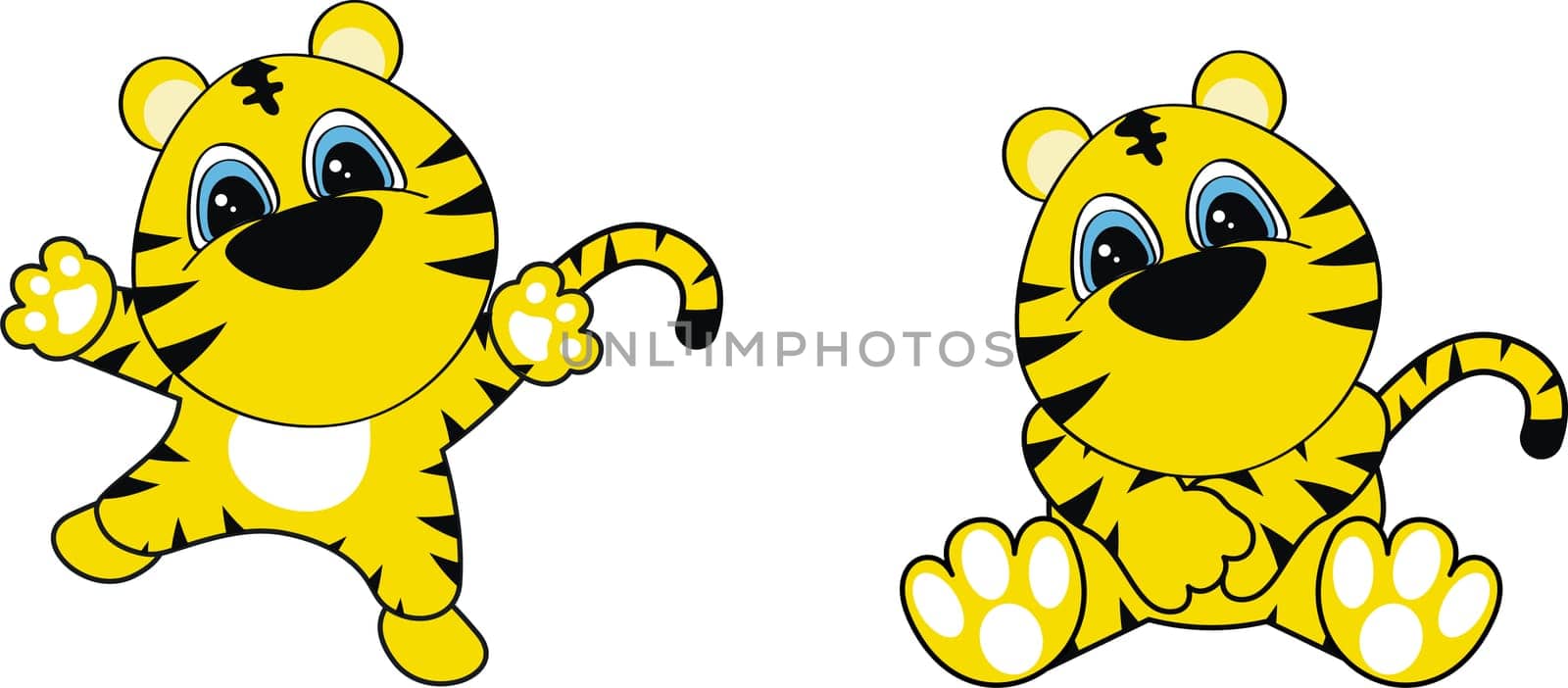 tiger cartoon set in vector format very easy to edit