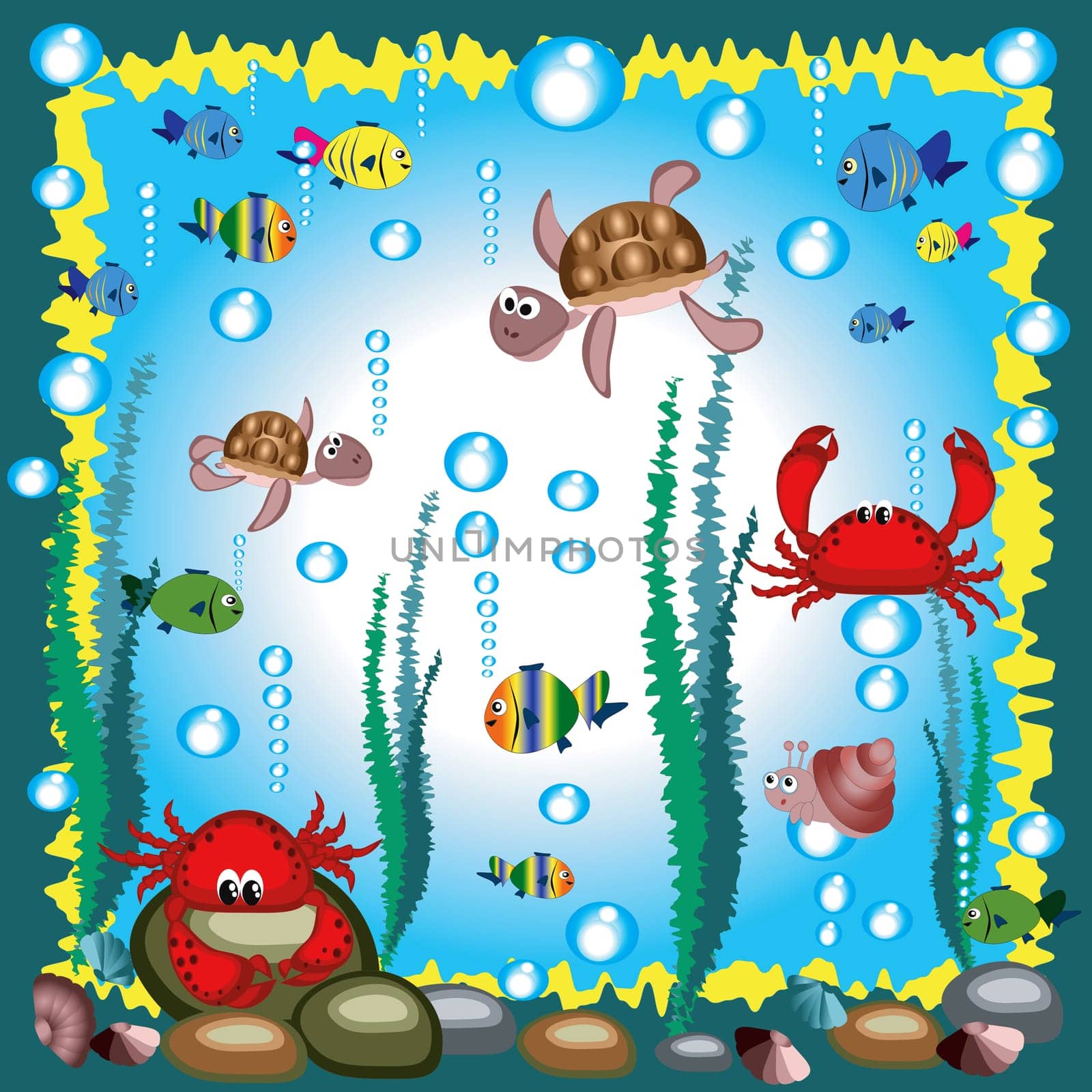 Background with marine animals