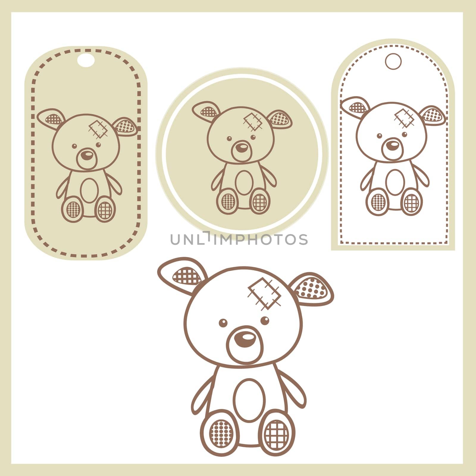Baby bear labels, vector illustration