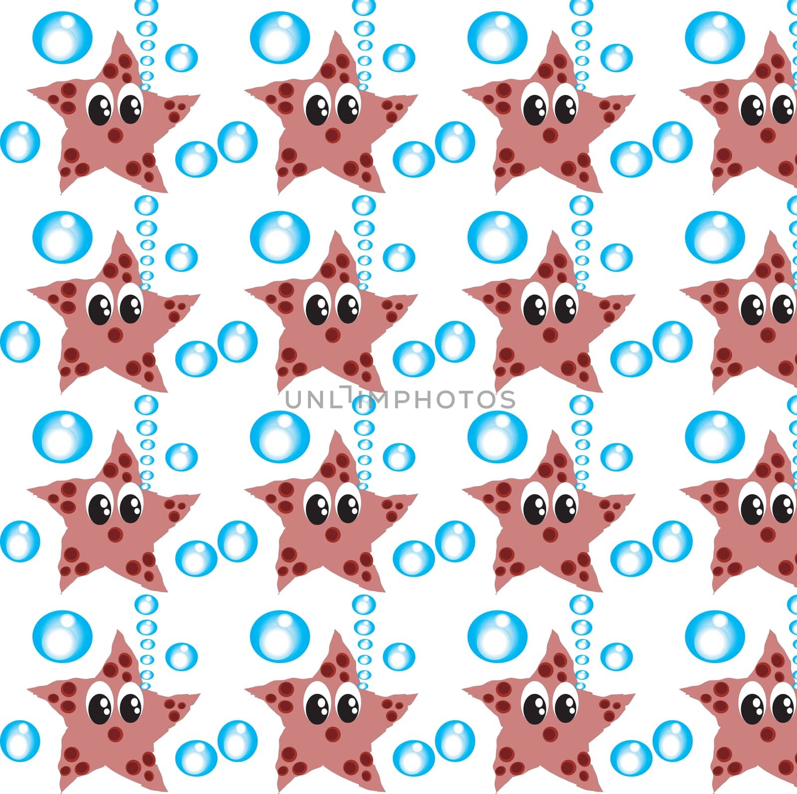 Sea texture with stars and bubbles.