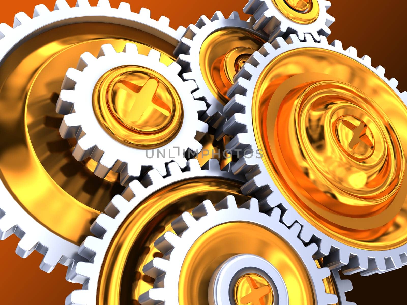 abstract 3d illustration of gear wheels background