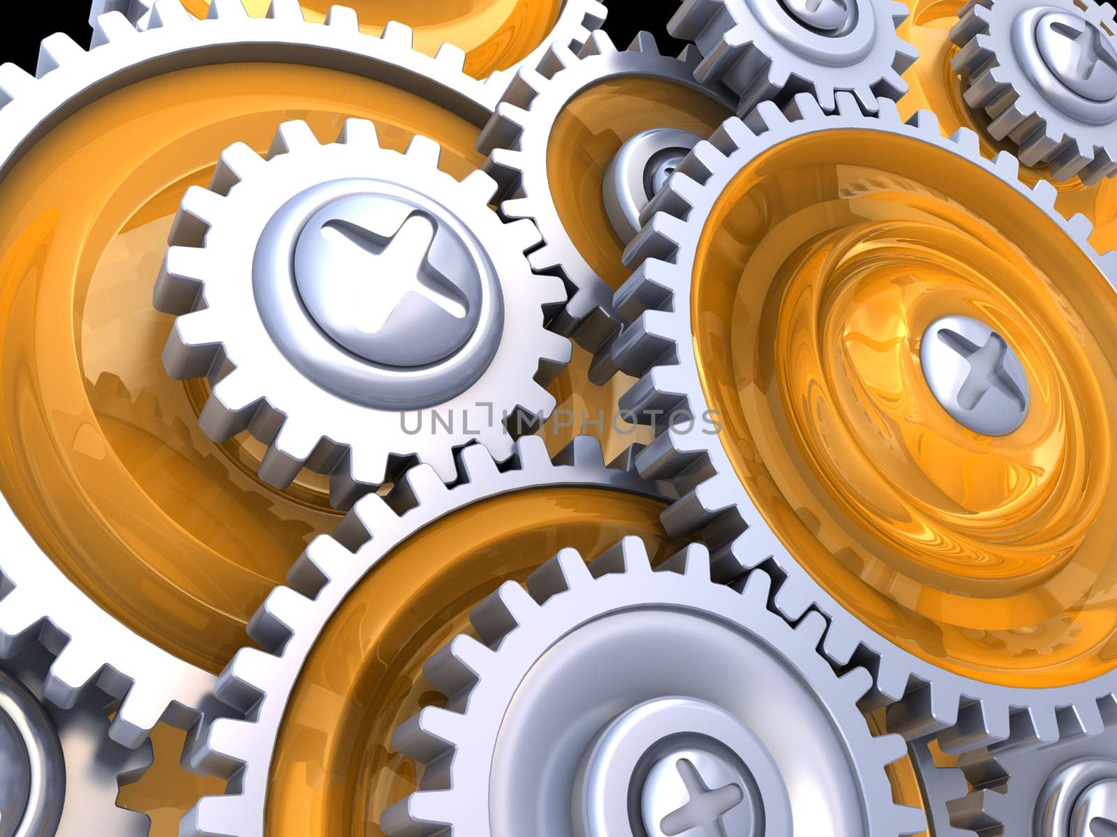 abstract 3d illustration of gear wheels