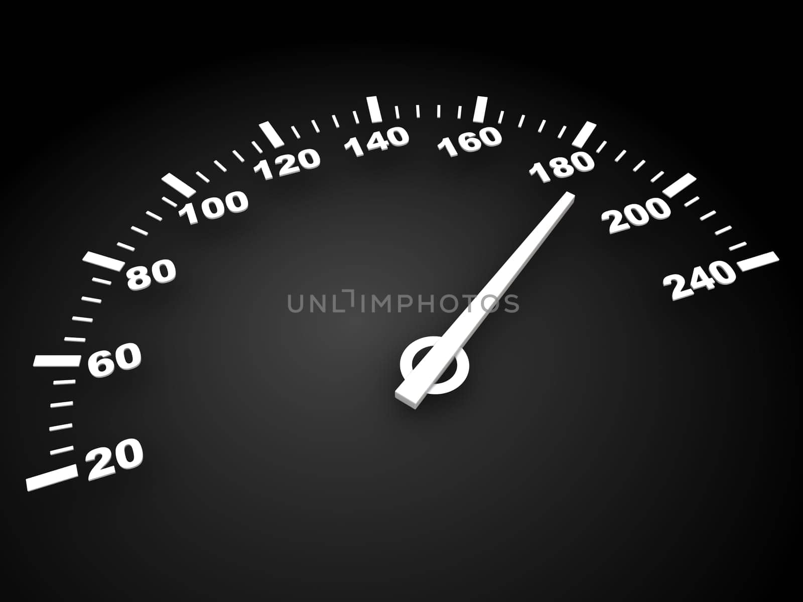 3d illustration of speed meter over dark background