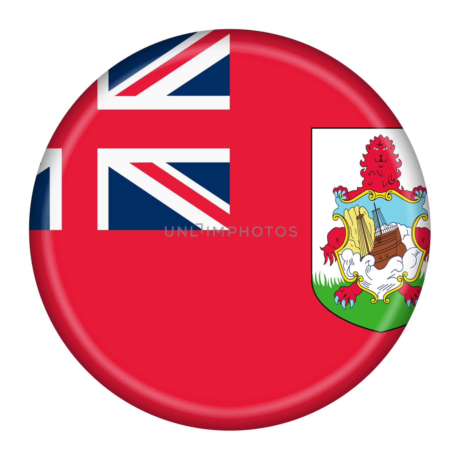 A Bermuda flag button 3d illustration with clipping path