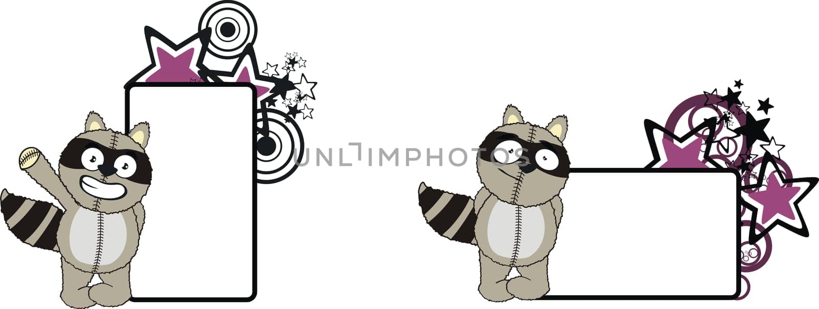 raccoon plush cartoon in vector format very easy to edit