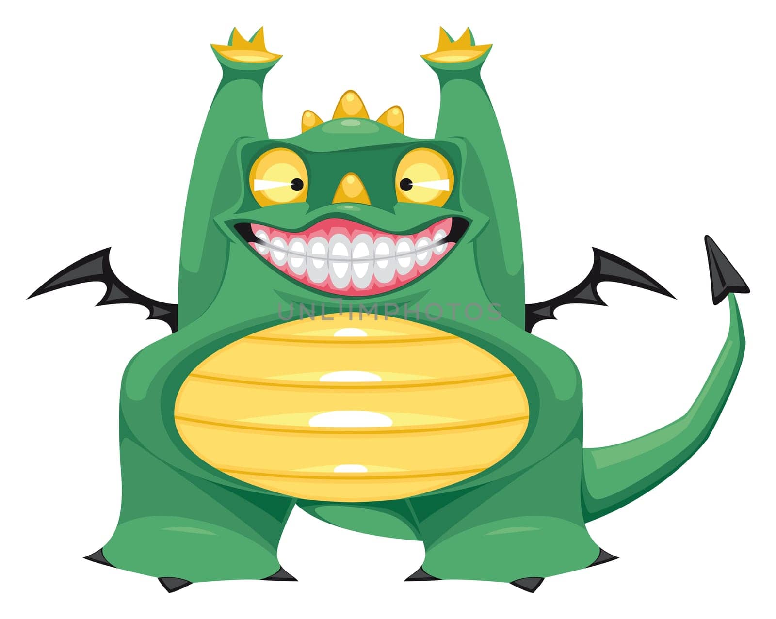 Funny baby dragon. Vector isolated cartoon character