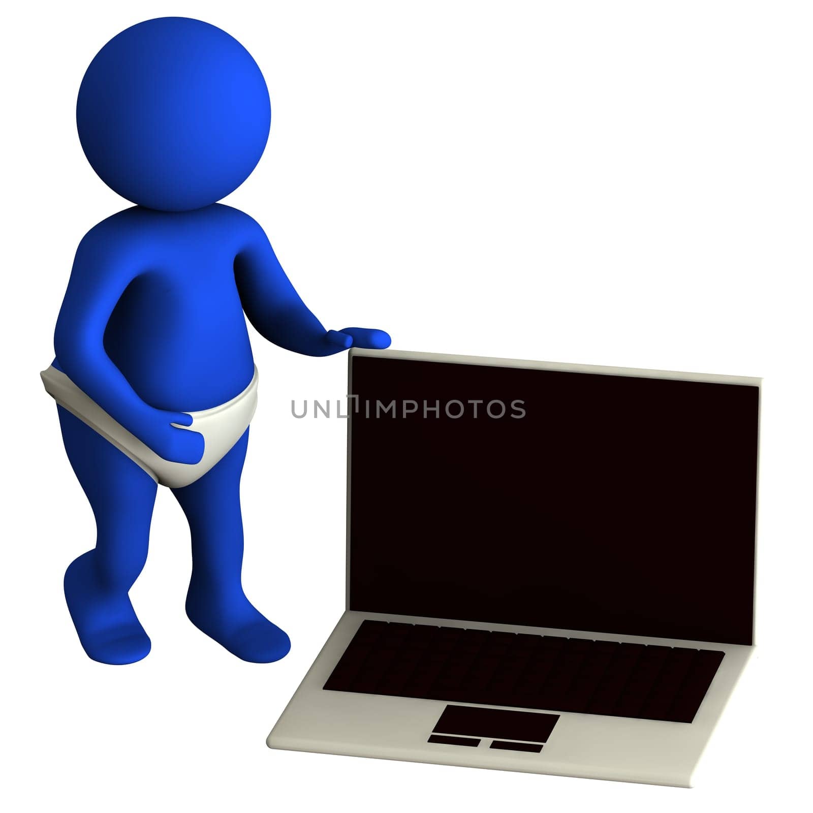 Figure in action 3d generated on a white background