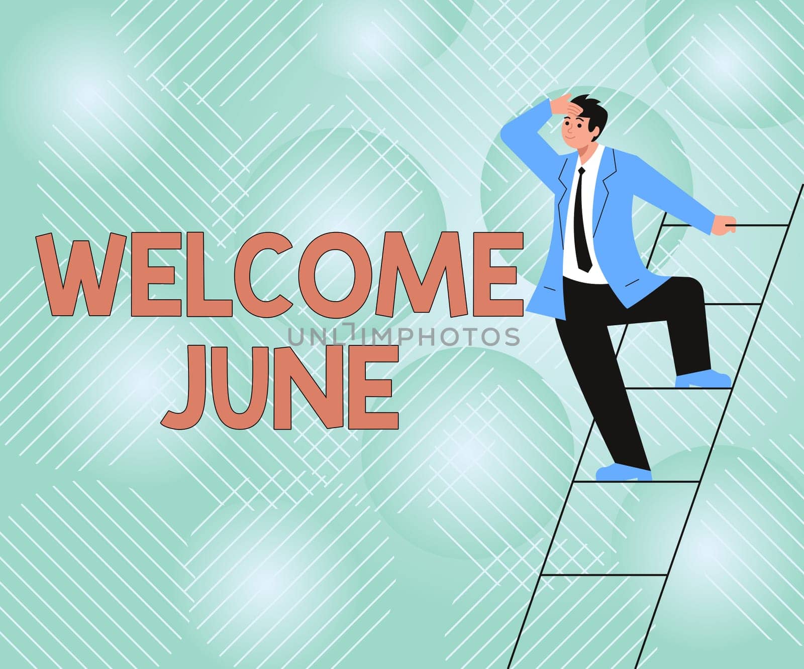 Text showing inspiration Welcome June, Business overview Calendar Sixth Month Second Quarter Thirty days Greetings