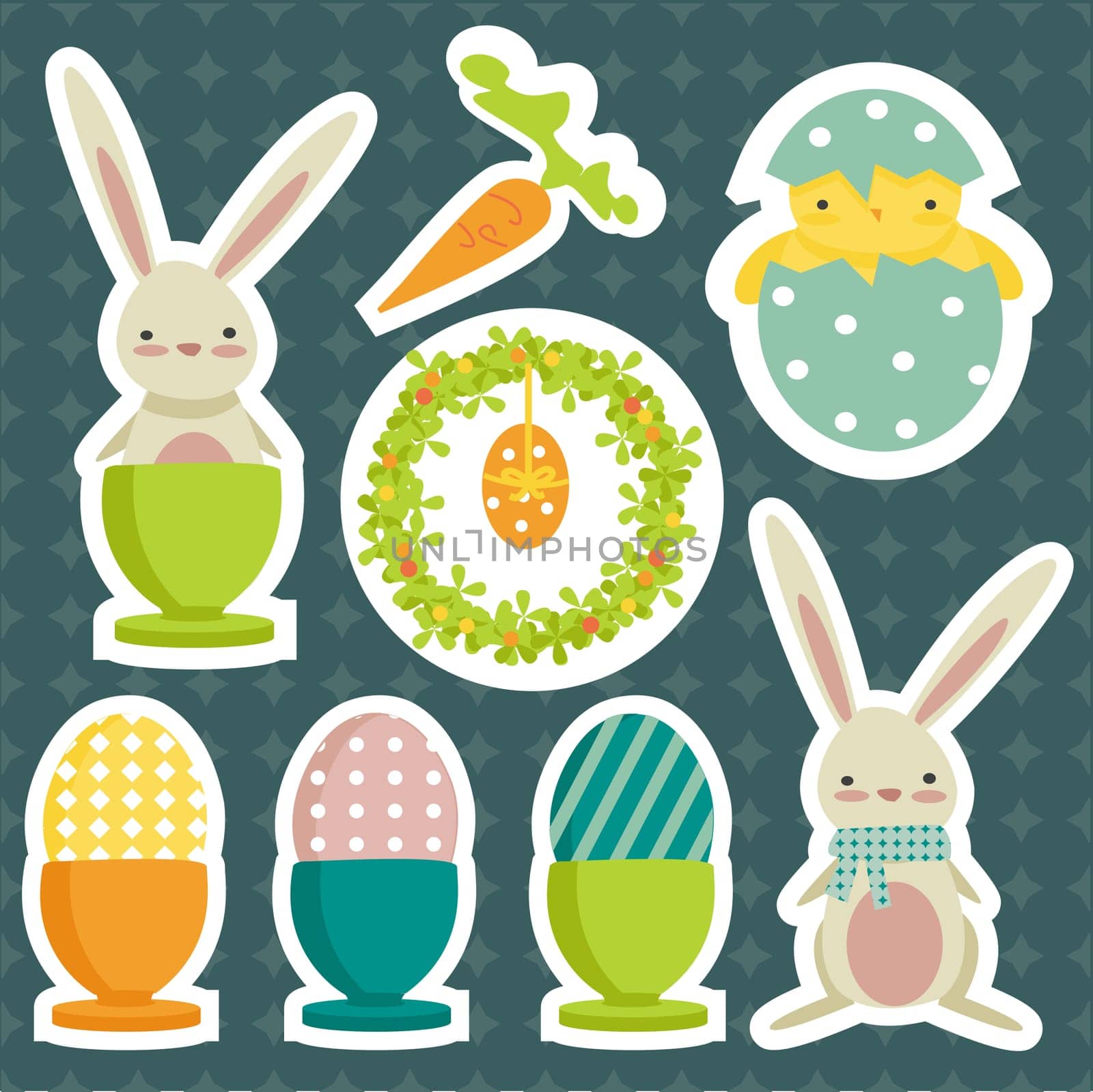 collection of easter theme stickers ,vector illsutration