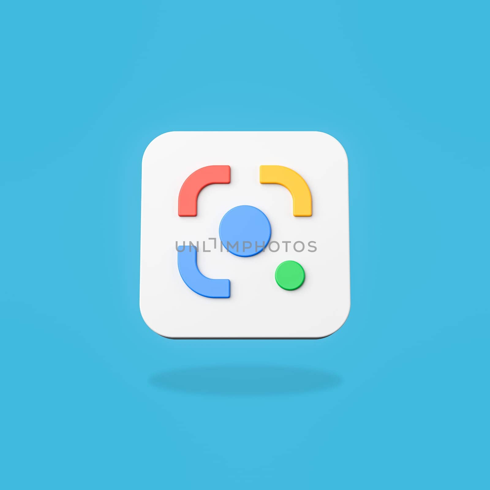 Google Lens App Icon Shape Isolated on Flat Blue Background with Shadow 3D Illustration