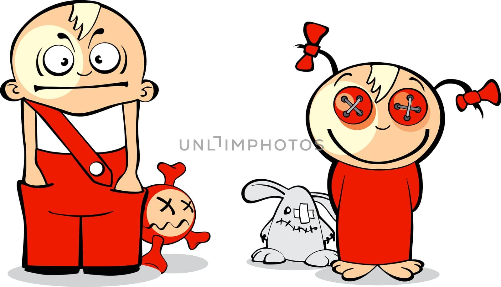 An Illustration of Two Babies with Clipping Path