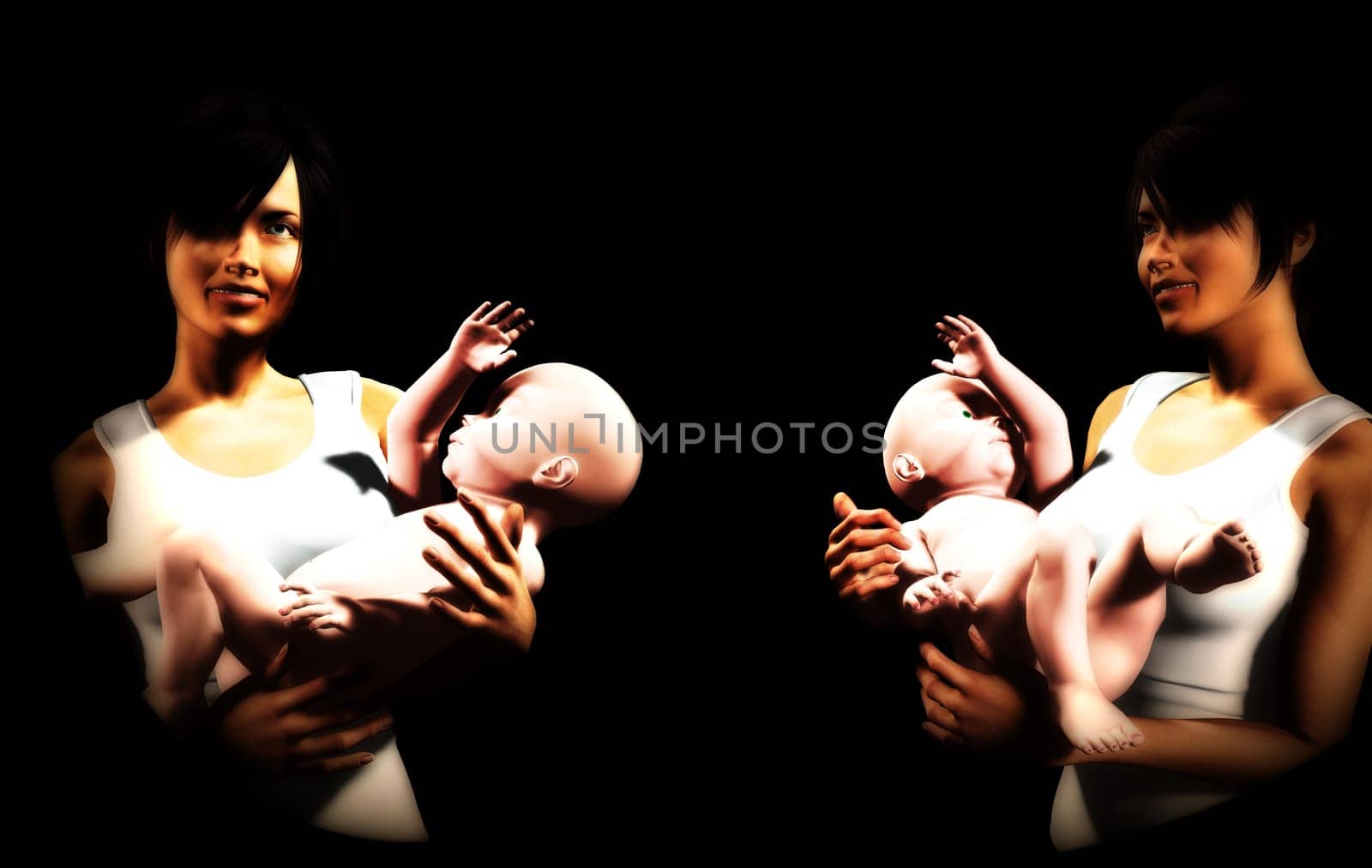 An image of some mothers and baby daughters, this image would be suitable for Mothers Day concepts