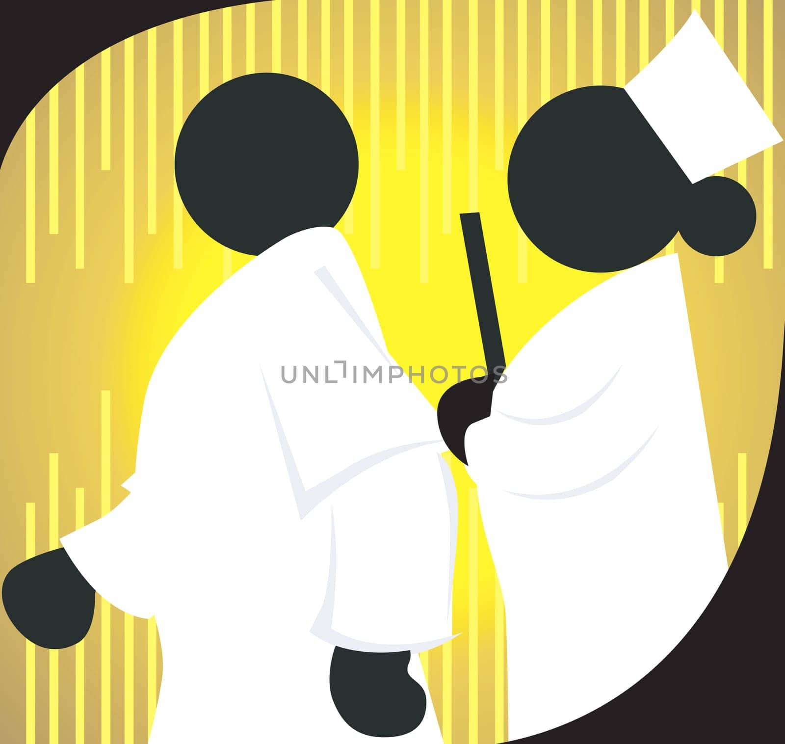 Illustration of a doctor and nurse in yellow background
