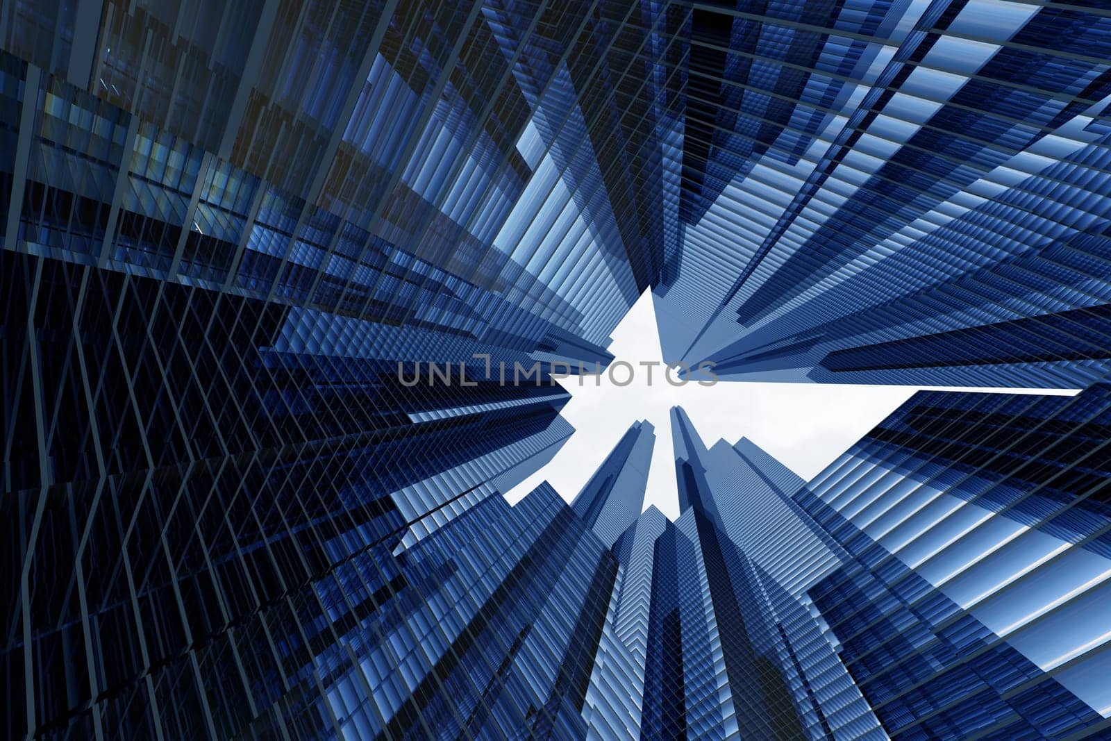 skyscrapers 3d in sky business concept