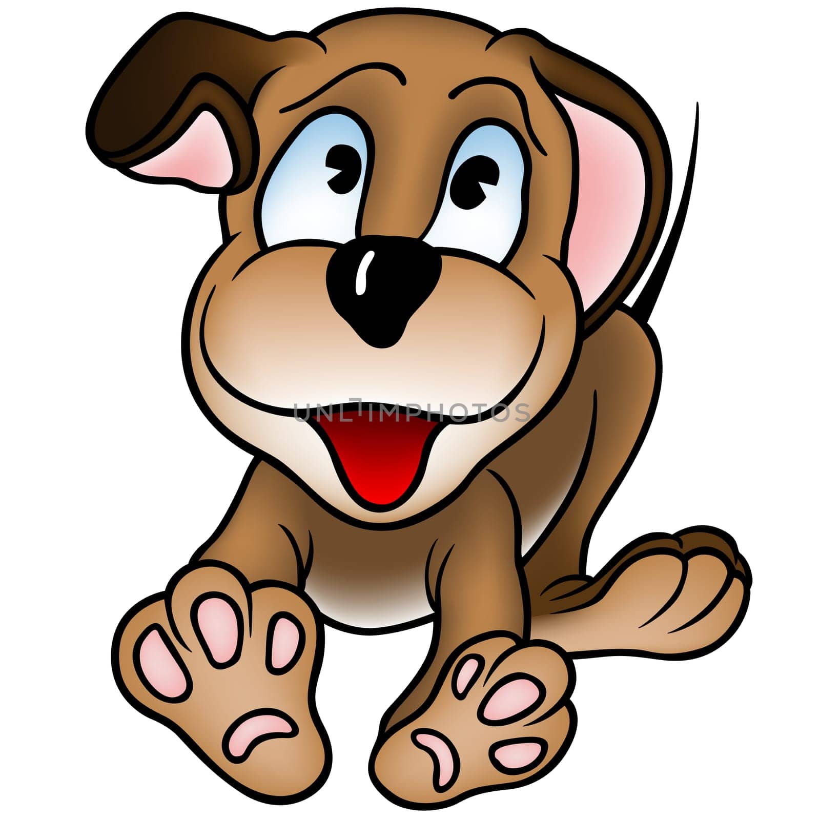 Happy Puppy Dog - colored cartoon illustration as vector