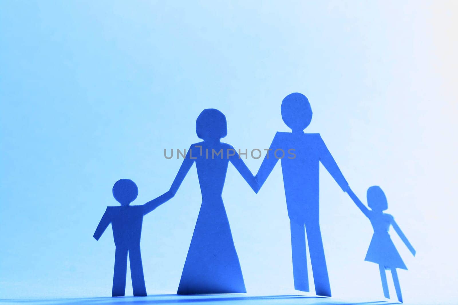 family paper his her and two child
