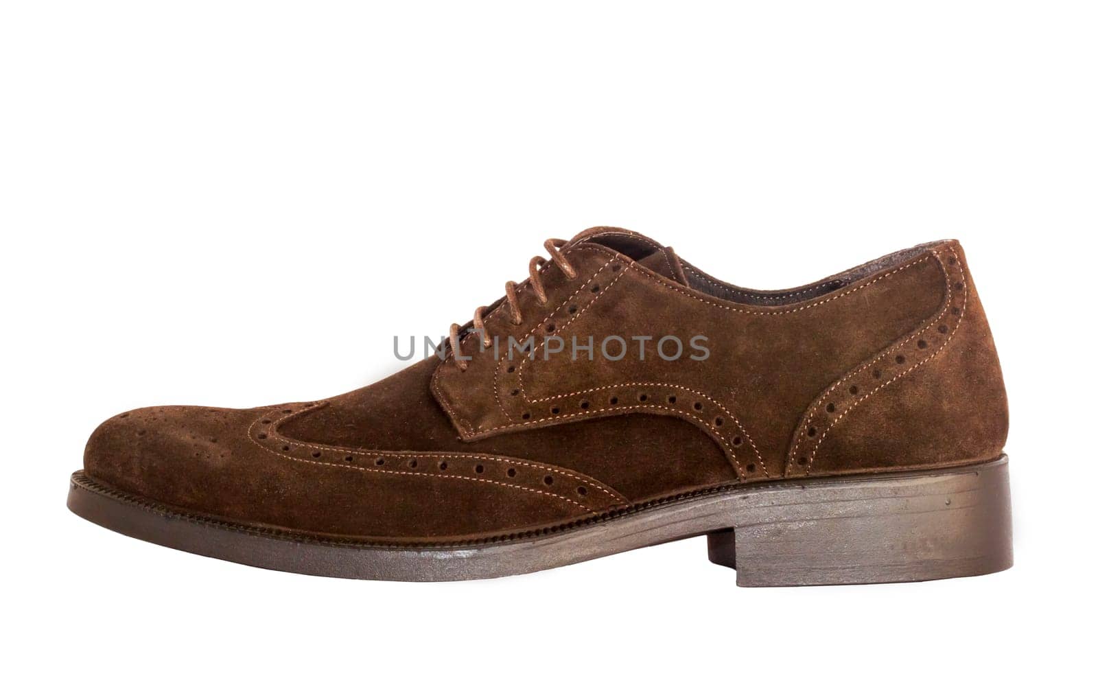 isolated brown suede shoes on the white background