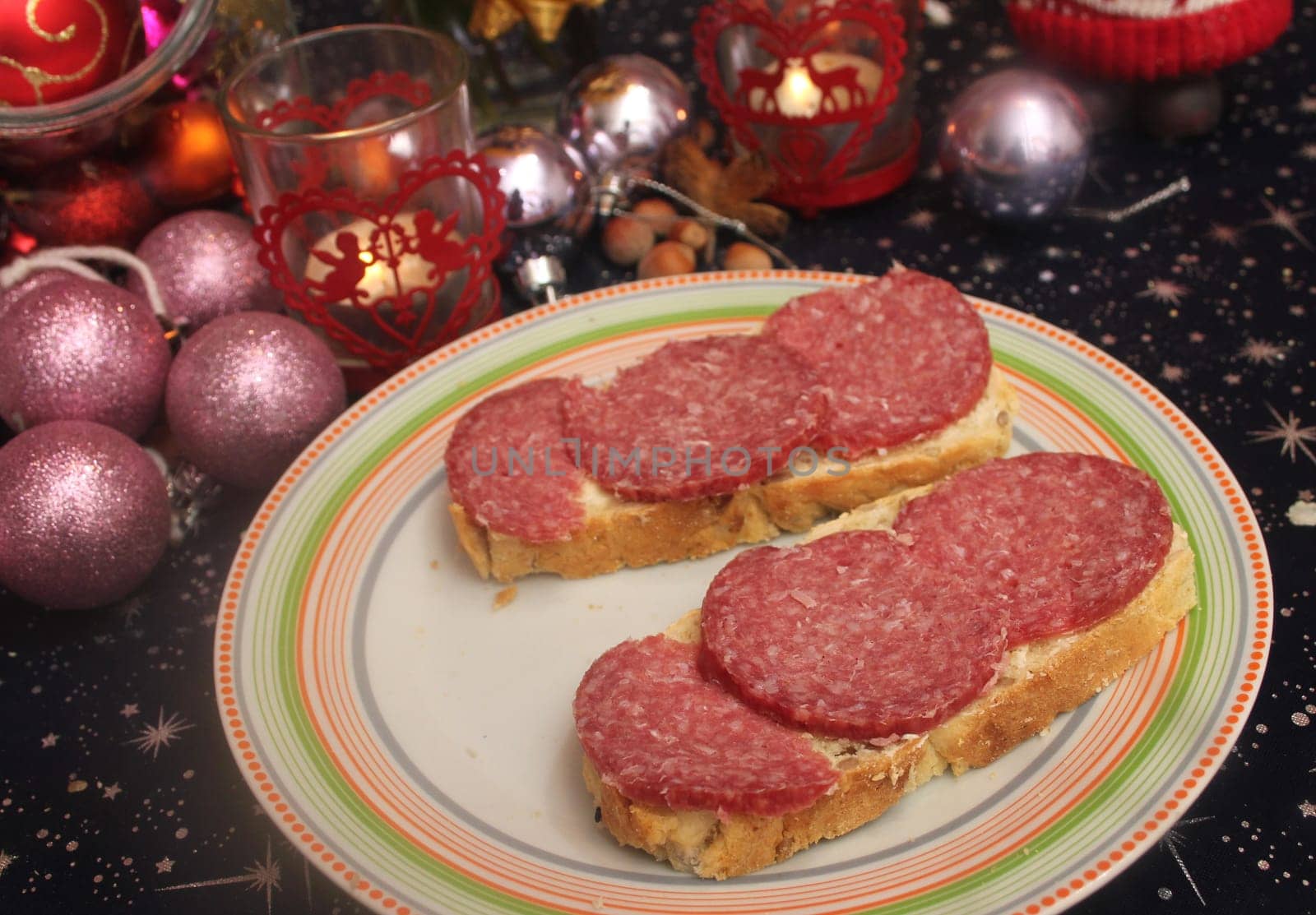 homemade bread with salami