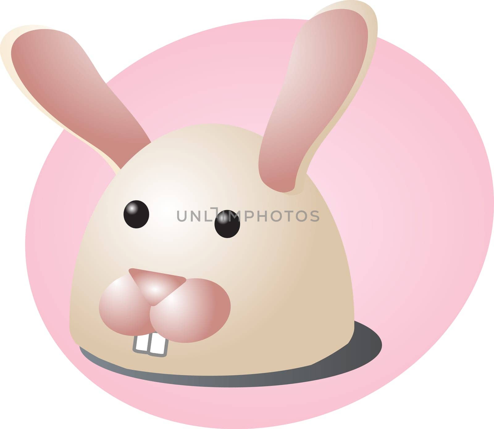 Cute cartoon illustration of a rabbit head