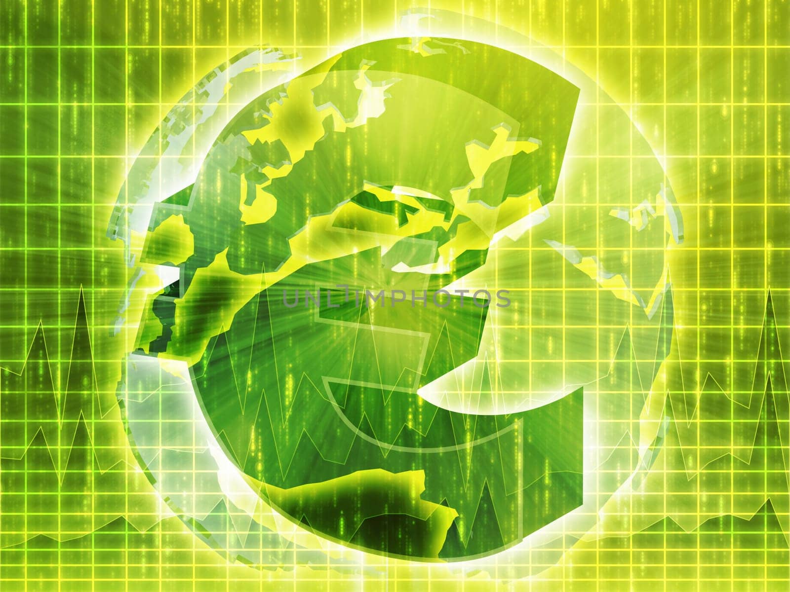 Euro currency symbol over world map illustration
