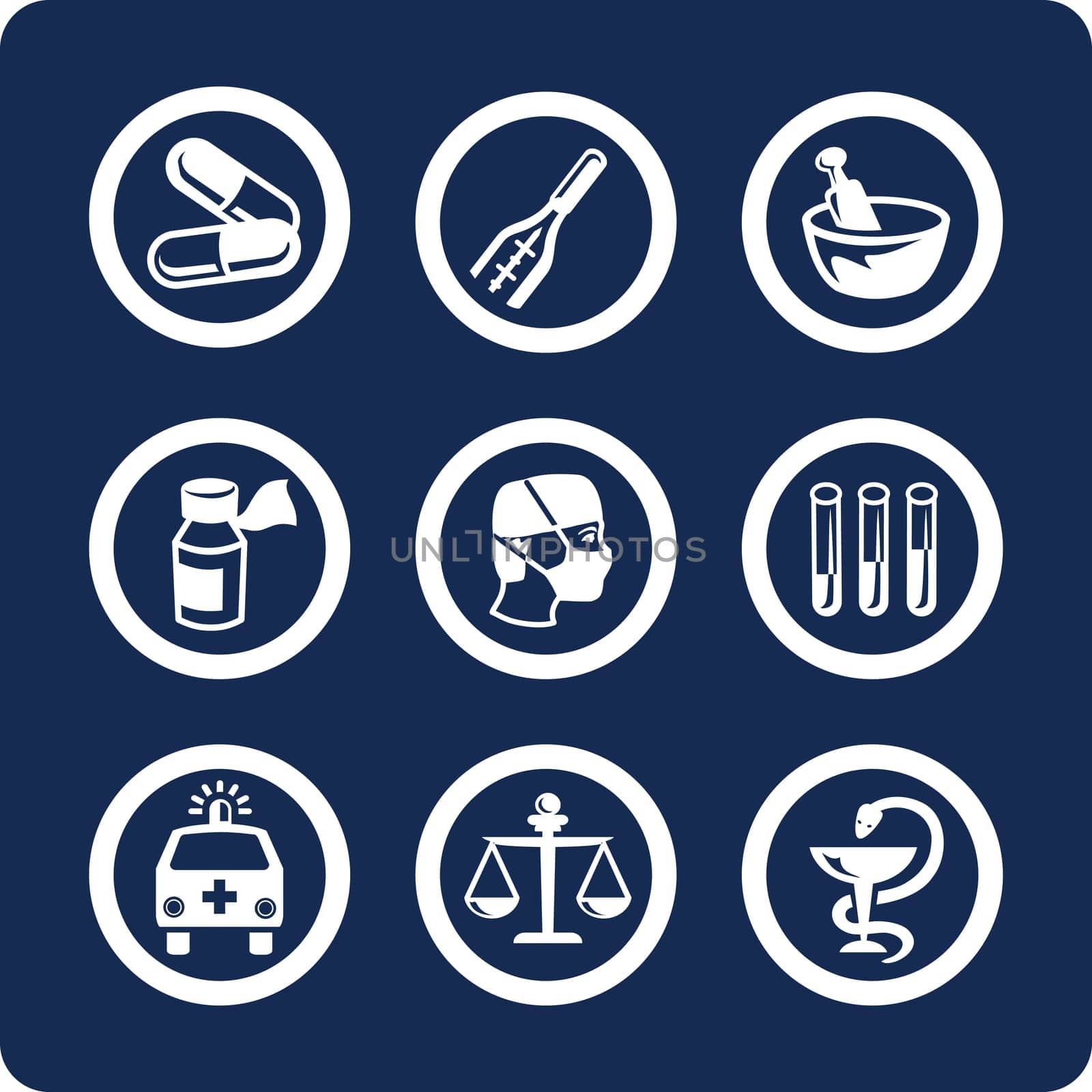 Medicine and Health 9 vector icons (set 6, part 1)