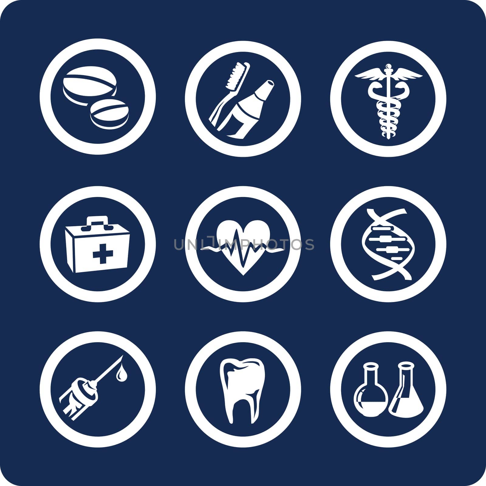 Medicine and Health 9 vector icons (set 6, part 2)
