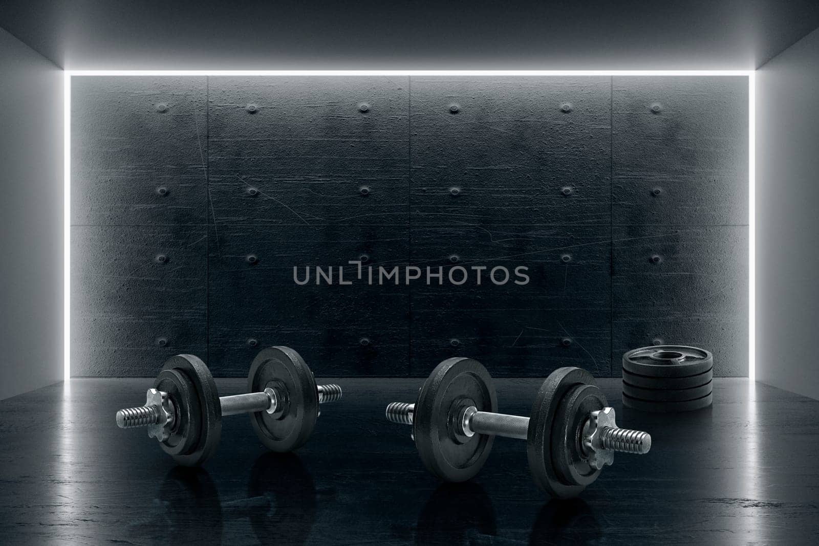 Image of dumbbell in the gym. The concept of sport and healthy lifestyle