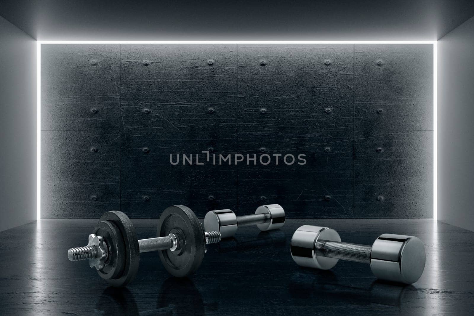 Image of dumbbell in the gym. The concept of sport and healthy lifestyle