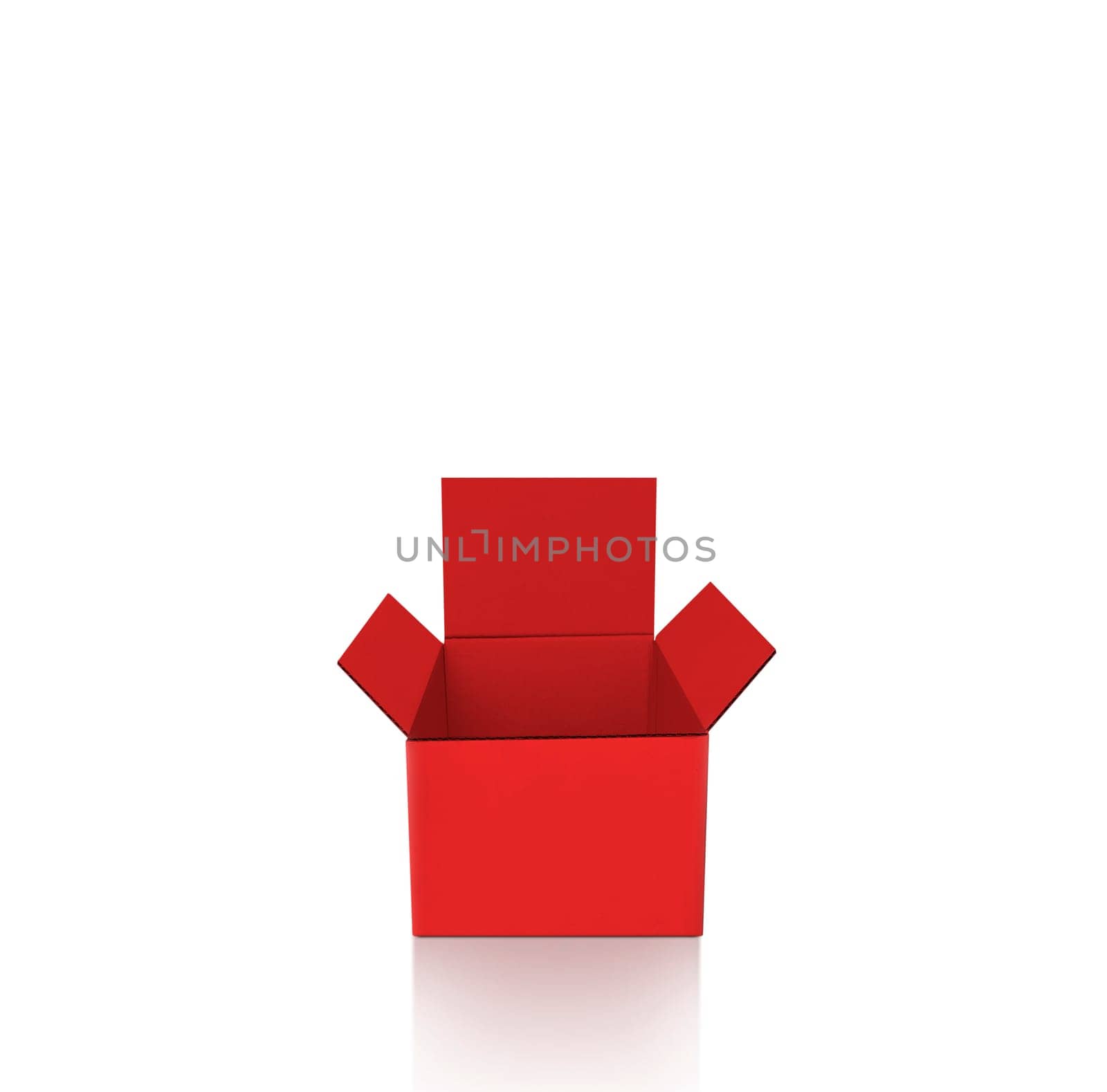 Open the red gift boxes on a white background