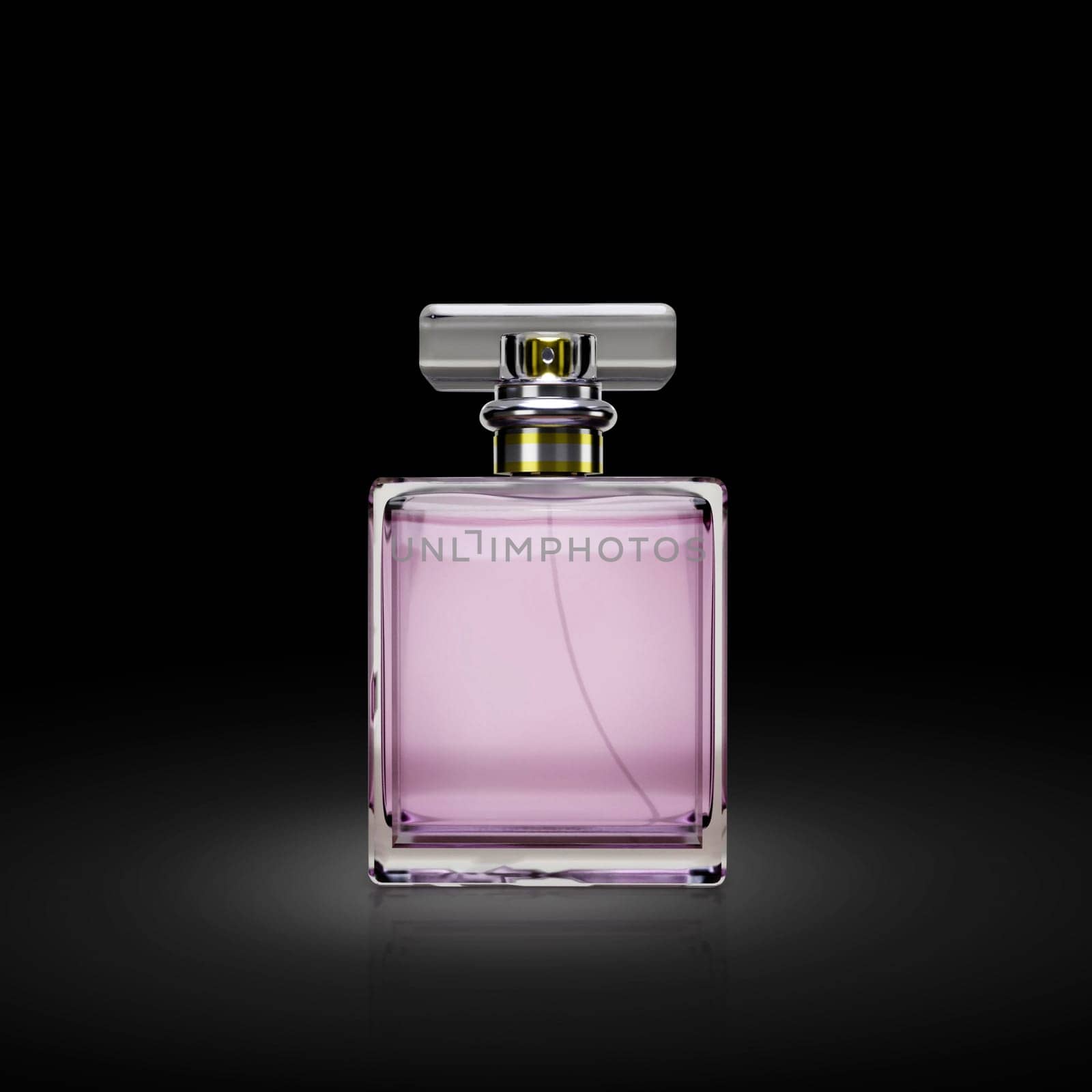 Perfume bottle on a black background. 3d render
