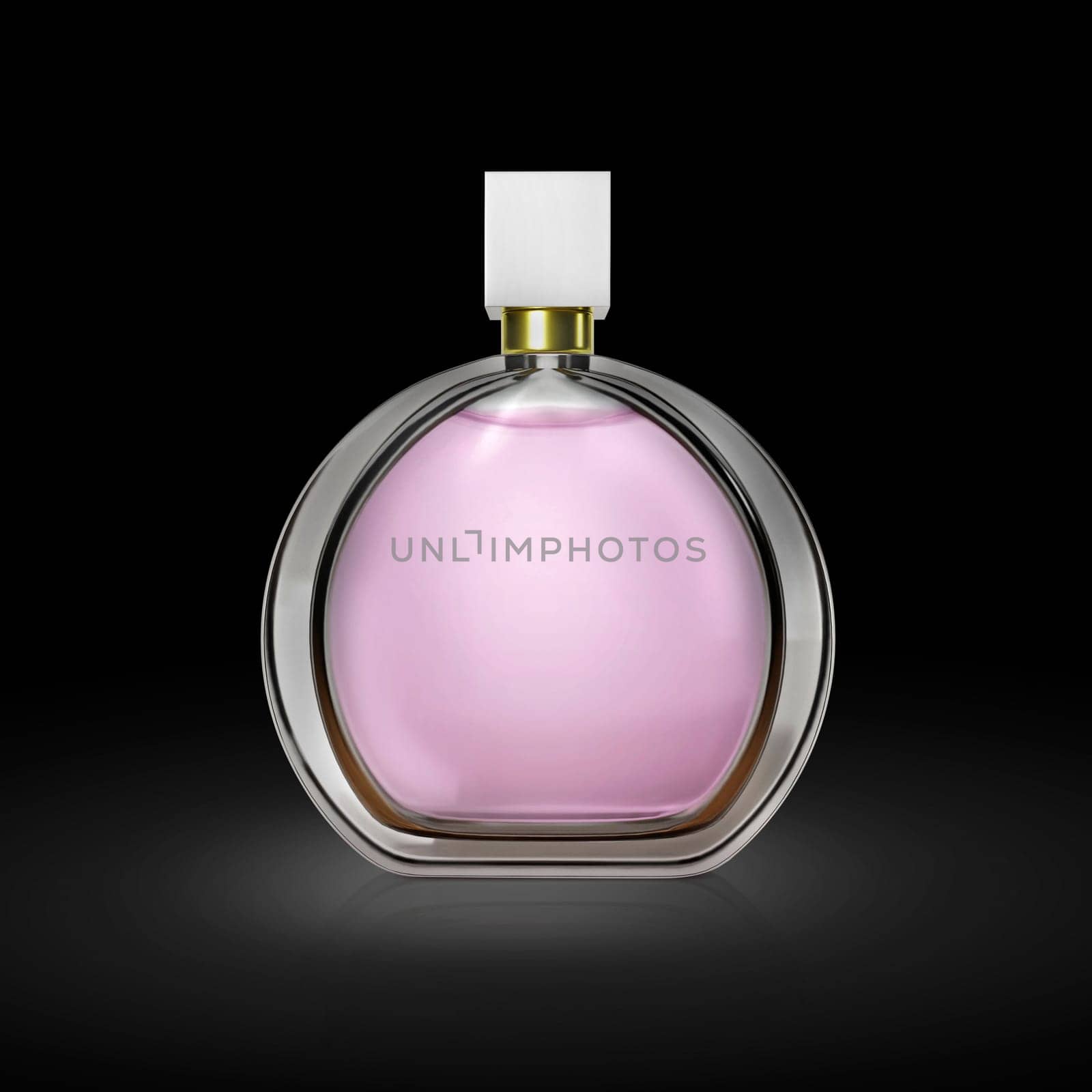 Perfume bottle on a black background. 3d render
