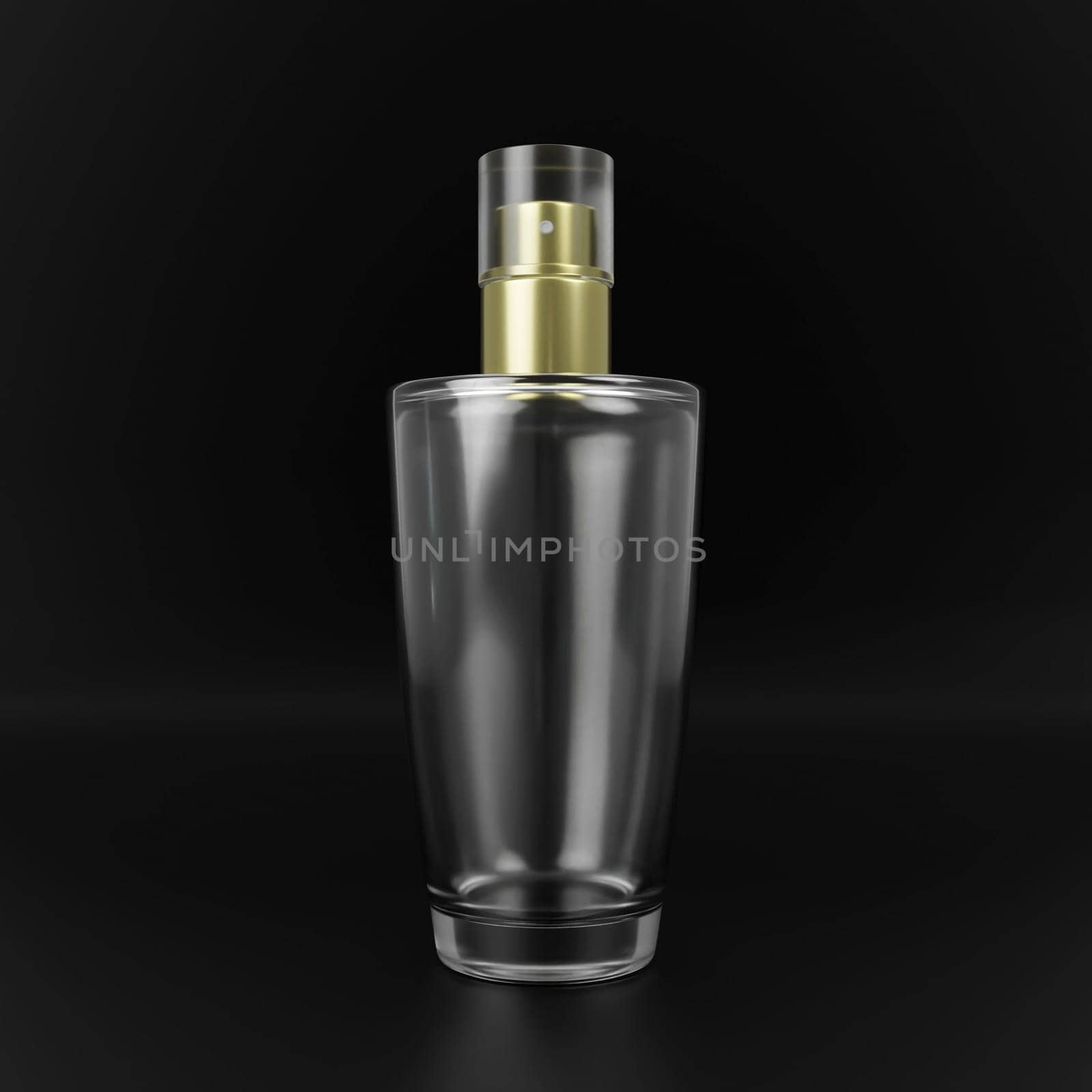 Perfume bottle on a black background. 3d render