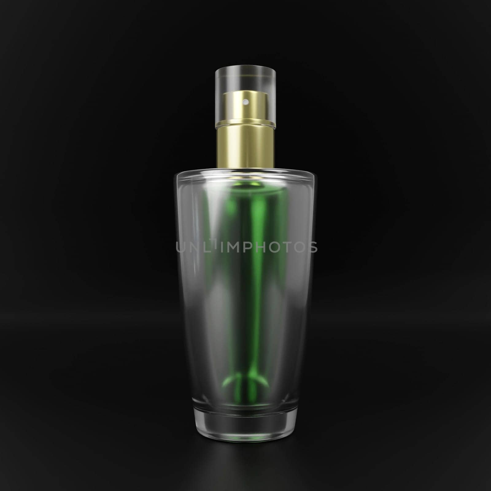 Perfume bottle on a black background. 3d render