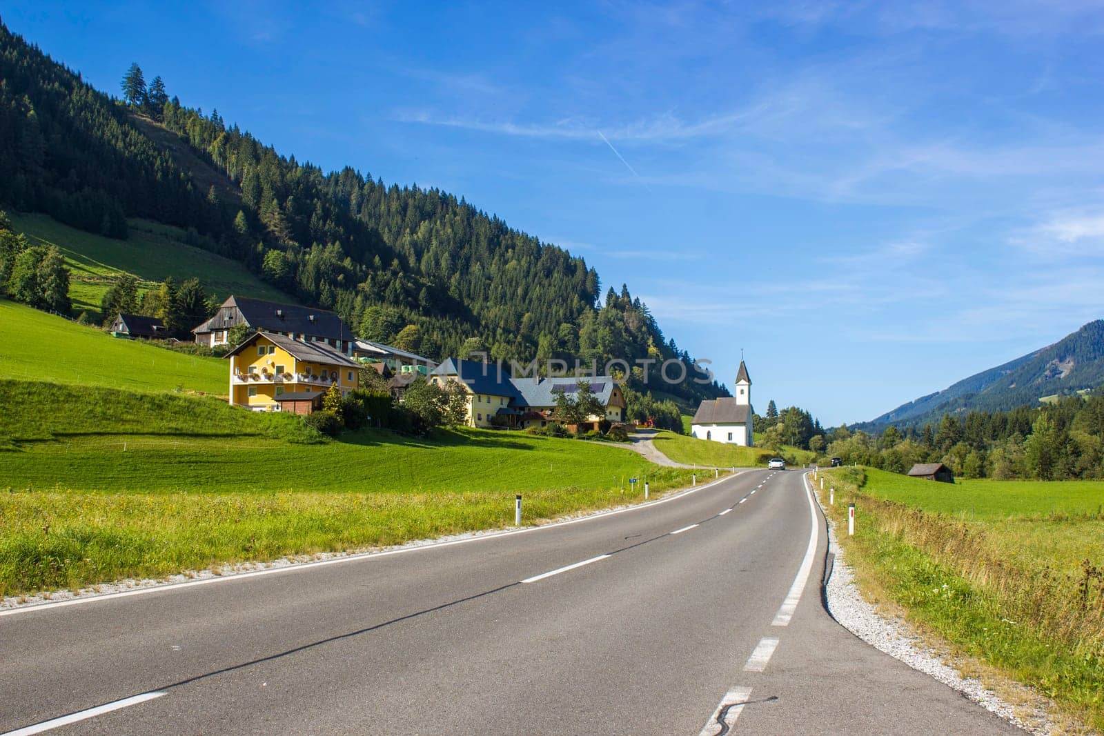 beautiful road in Alps mountains, travel landscape, Austria
