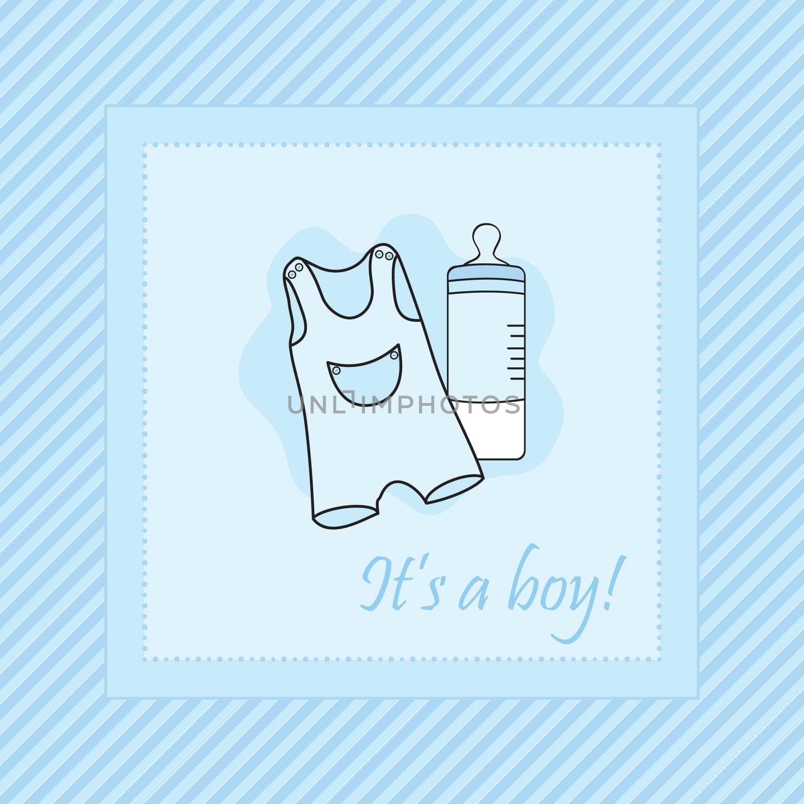 Baby card for newborn boy, vector illustration