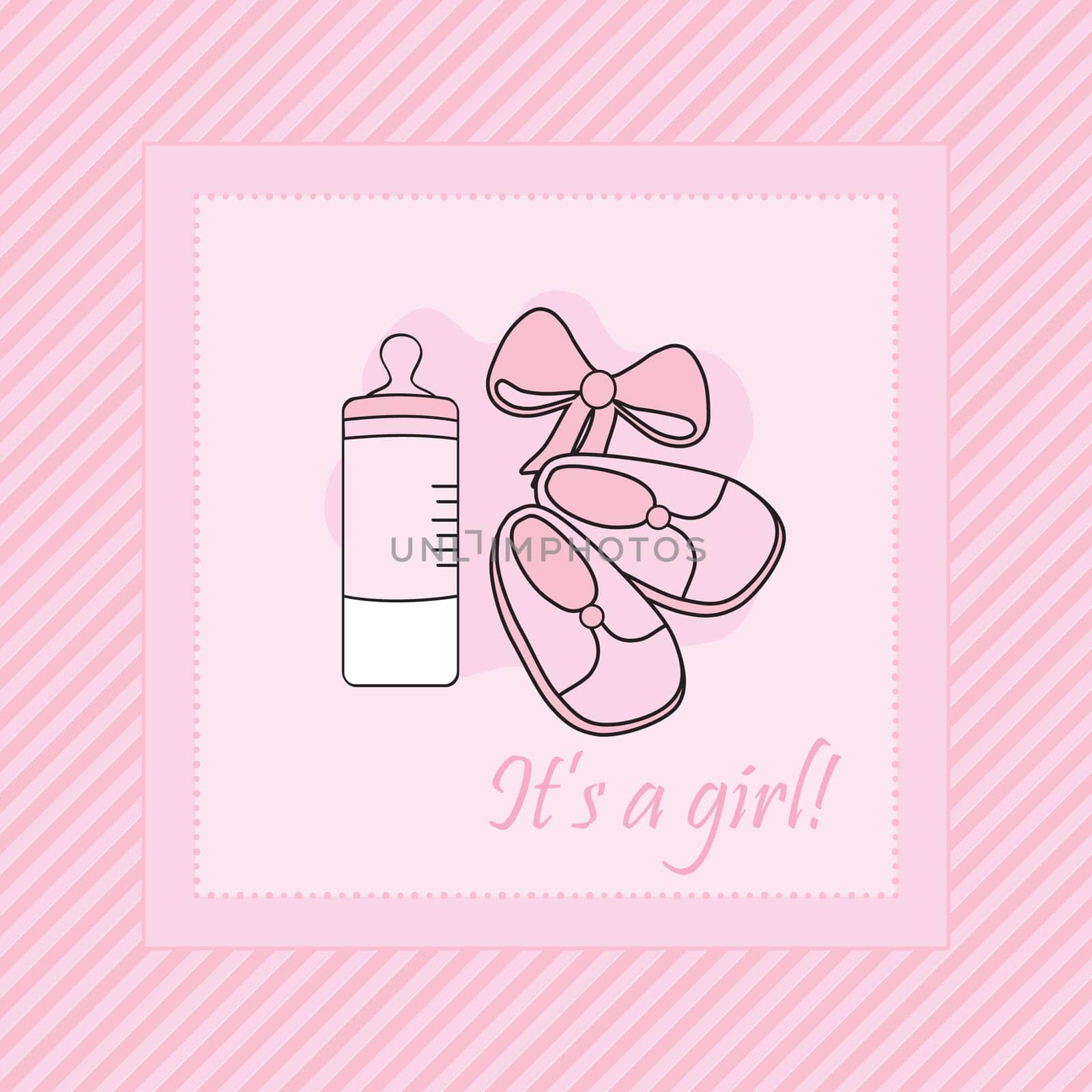 Baby card for newborn girl, vector illustration