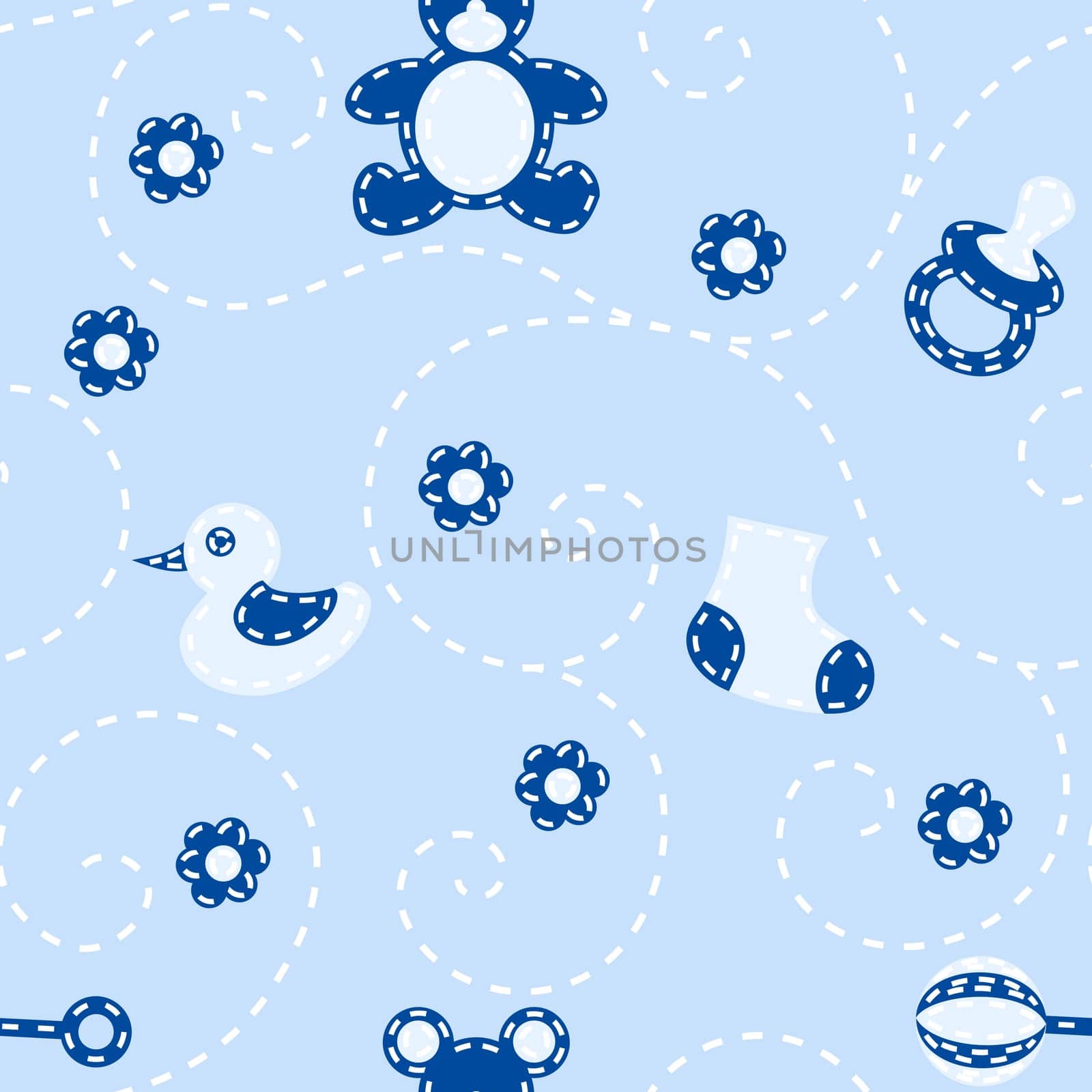 Seamless pattern with a for a baby blanket, with a quilt look. Tiles can be combined seamlessly. Graphics are grouped and in several layers for easy editing. The file can be scaled to any